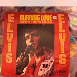 Vintage Antique Elvis Presley Burning Love Vinyl Record - Red Cover